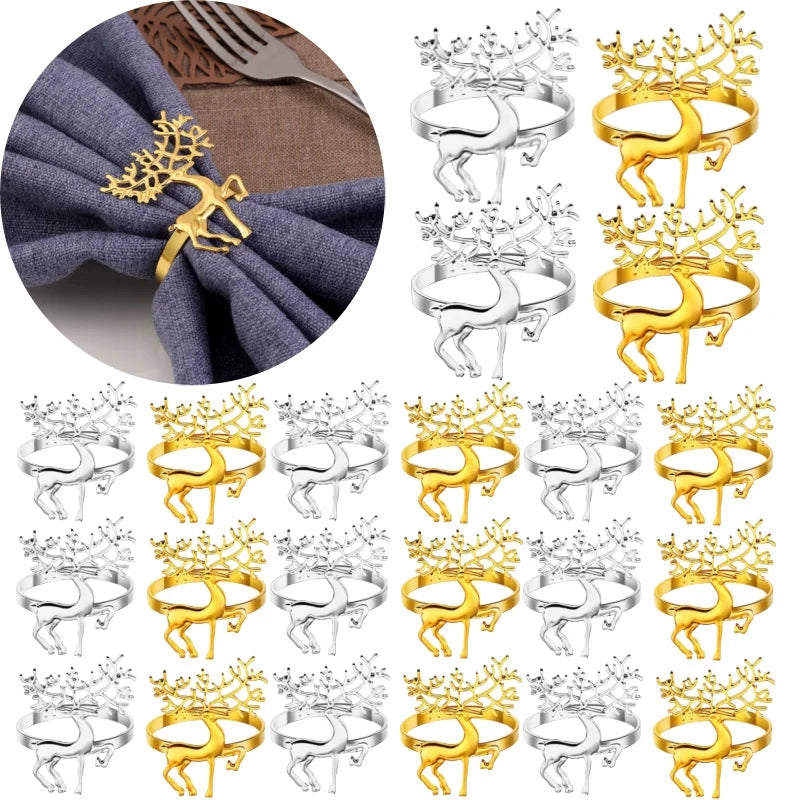 Reindeer Metallic Napkin Rings | Christmas Table Décor Napkin Rings Babs