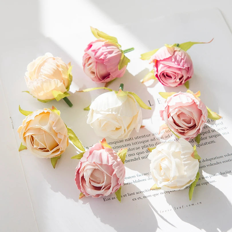 50/100Pcs Silk Rose Buds – Artificial Flowers for Wedding & Décor Artificial Silk Flowers Babs