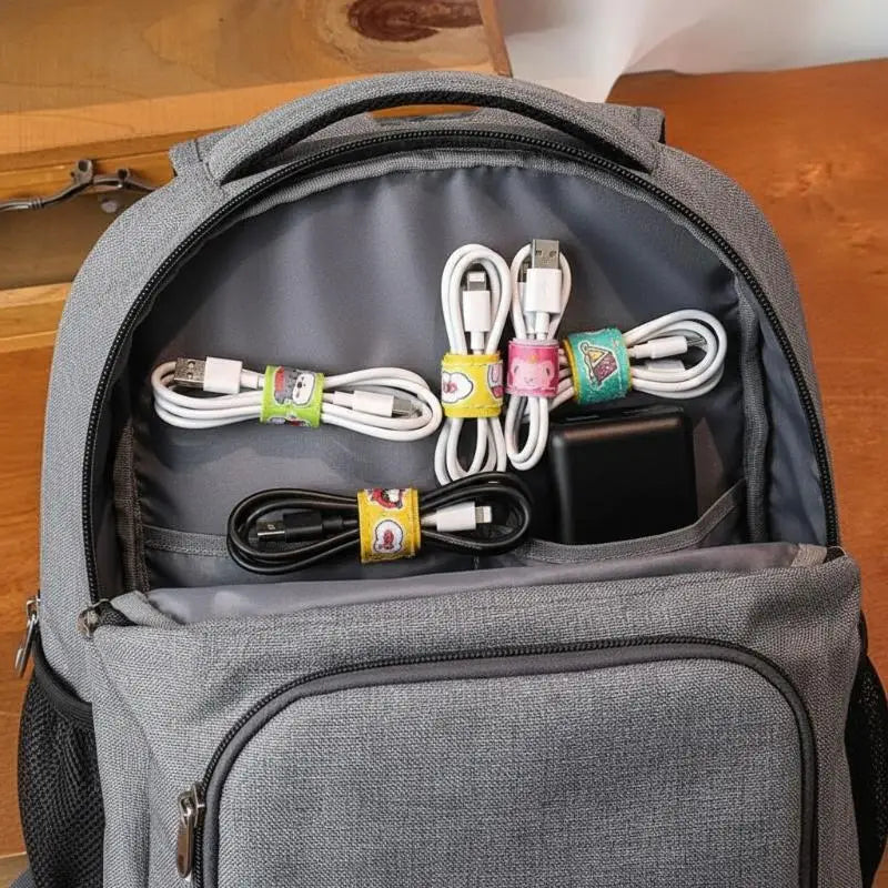 Cartoon Nylon Cable Organizer Wraps, 4-Pack | Hook & Loop Cable Organizer Wraps Babs