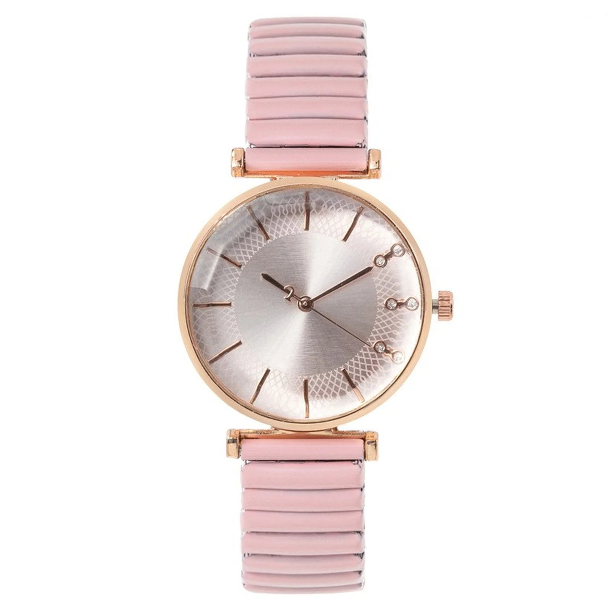Women's Crystal Blue Quartz Watch – Stretch Strap Dress Watch Women's Dress Watch Babs Pink