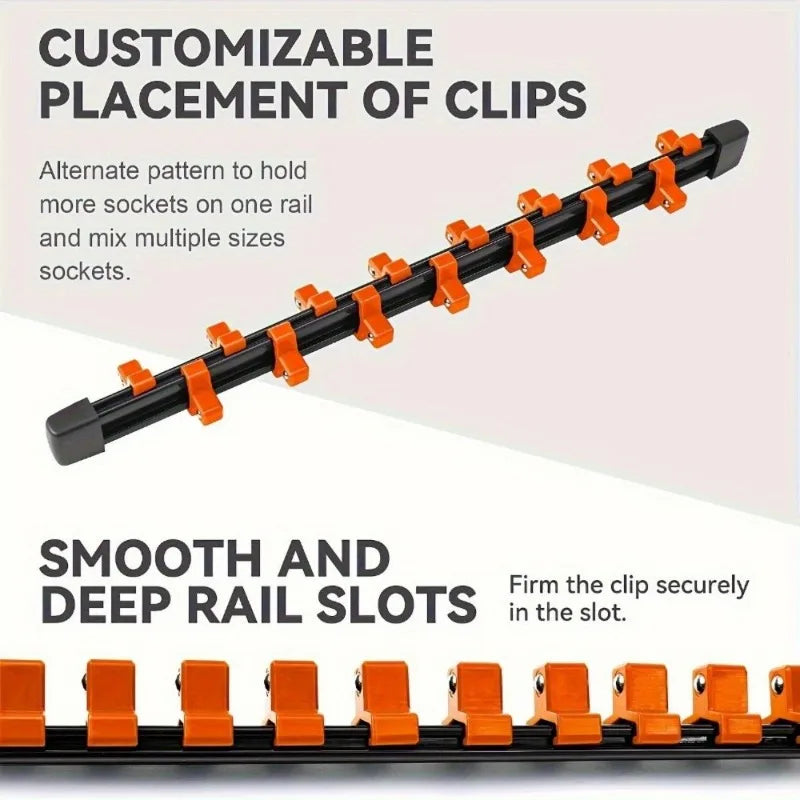 3-Piece Socket Organizer Rail Kit – 1/4, 3/8 & 1/2 Drive Socket Organizer Rail Babs