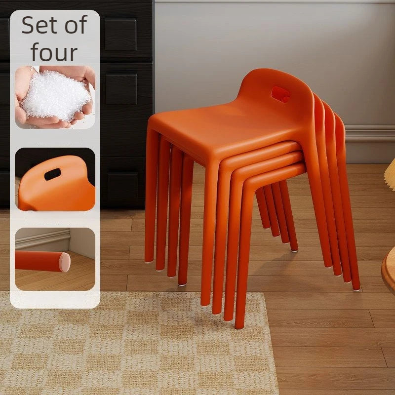 Modern Stackable Plastic Stool – Minimalist Bedroom & Living Room Stackable Plastic Stool Babs Orange
