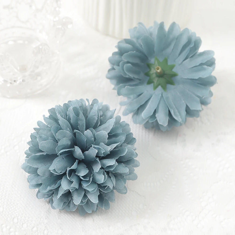 10 Pcs Orange Silk Chrysanthemum Artificial Flower Heads Decor