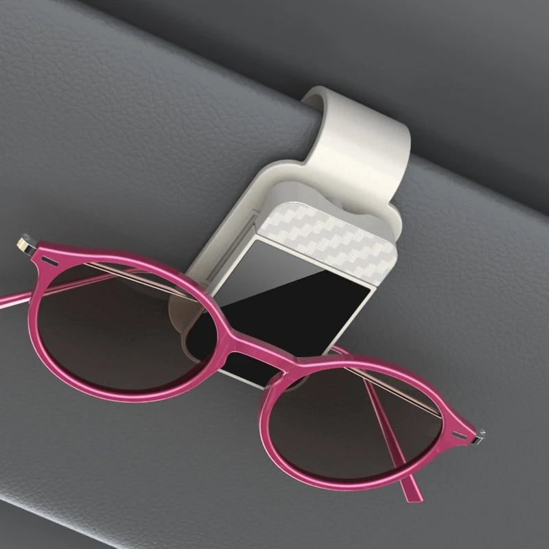 Car Sun Visor Glasses Holder – One-Hand Clip-On Organizer Car Visor Organizer Babs Beige 1 pc