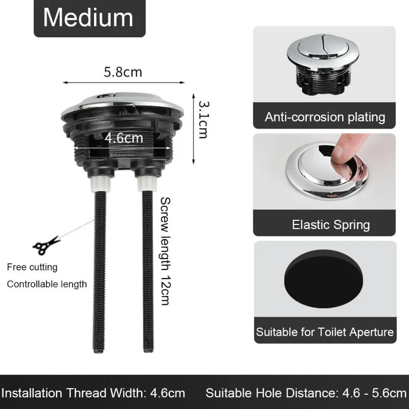 5-Pack Dual Push Toilet Flush Buttons 38mm 48mm 58mm Universal Toilet Flush Button Babs
