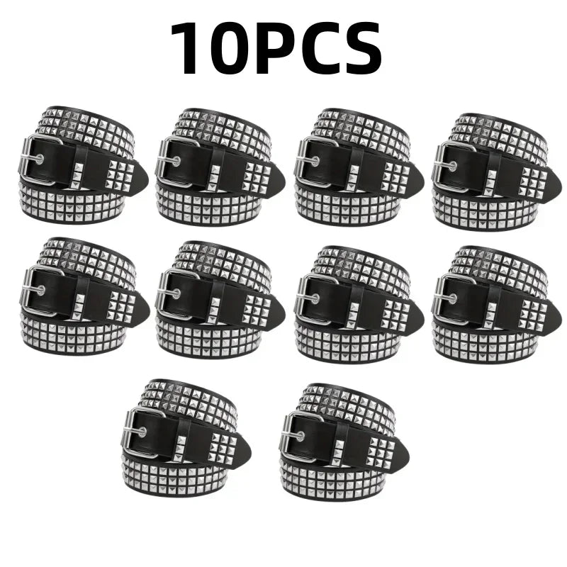 Y2K Studded Grommet Belt – Punk Goth PU Leather Unisex Studded Fashion Belt Babs 10PCS
