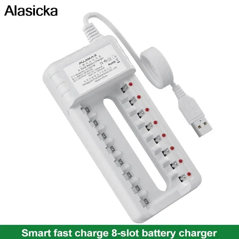 Alasicka AA AAA Battery Charger 4 6 8 Slots Ni-MH Ni-Cd Battery Charger Babs