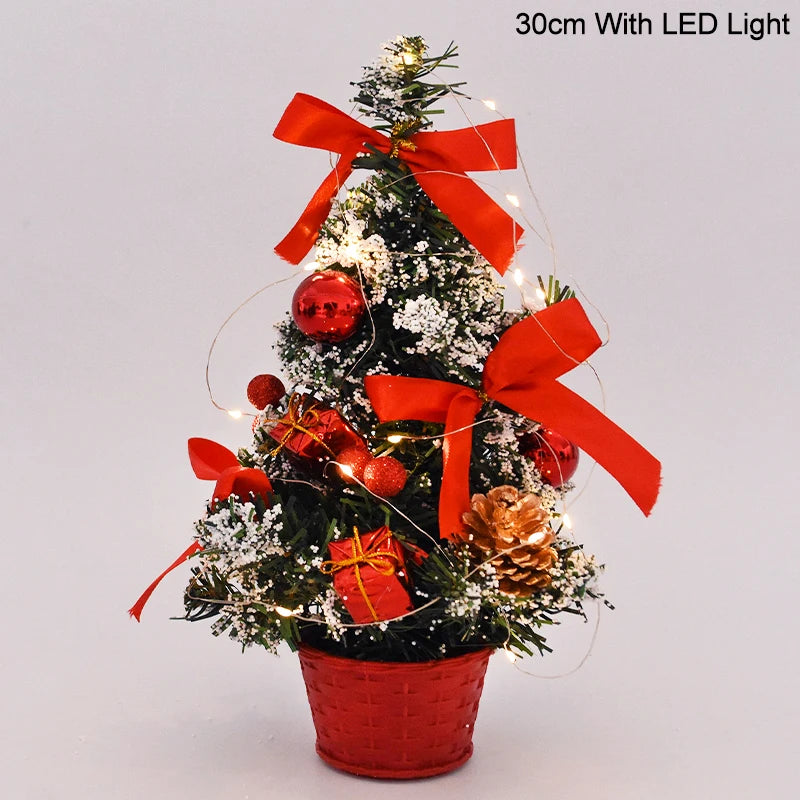 Mini Artificial Christmas Tree with LED Light Balls – Table Decor Tabletop Christmas Tree Babs 30cm red with LED as picture