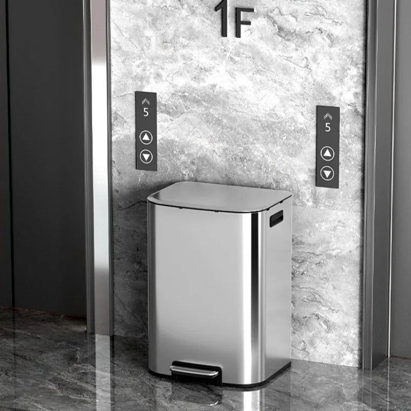 Stainless Steel Pedal Trash Can – 8L Rectangular Dustbin Pedal Trash Can Babs