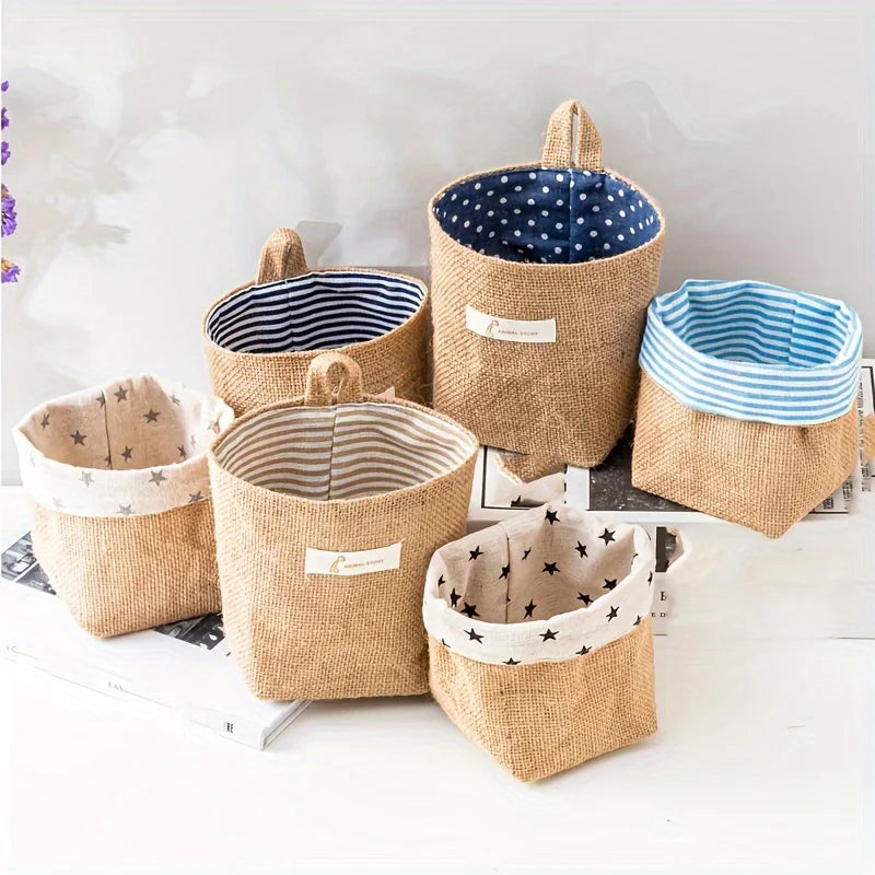 Cotton Linen Wall-Mounted Hanging Storage Basket & Door Pocket Hanging Storage Basket Babs