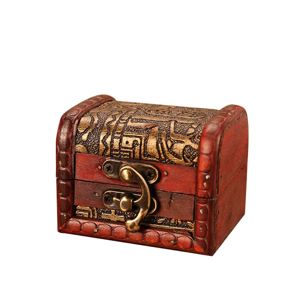 Chinese Vintage Wooden Jewelry Box with Lock | Ring & Earring Storage Wooden Jewelry Box Babs Gold
