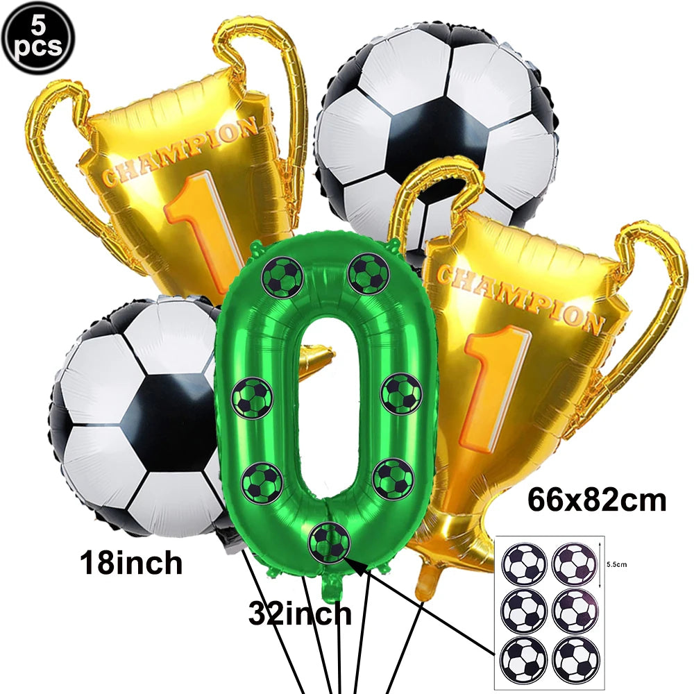 32" Soccer Football Foil Balloons Set – Birthday Party Decor Party Foil Balloons Babs Laser As pictures show