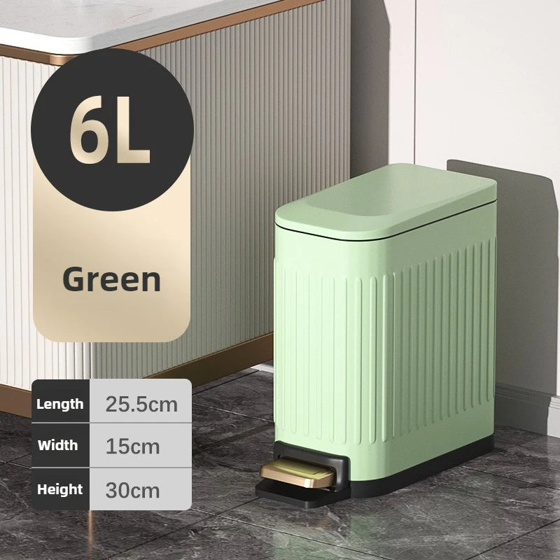 Stainless Steel Foot Pedal Trash Can with Lid – 10L Modern Foot Pedal Trash Can Babs 6L Green