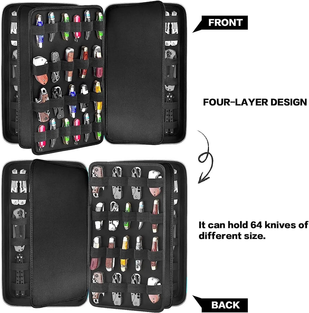 88-Slot Pocket Knife Display Case – Folding EVA Organizer Knife Display Case Babs