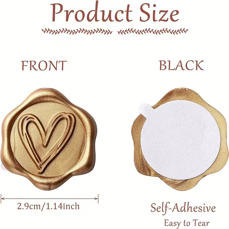 20pcs Heart Wax Seal Stickers – Wedding & Gift Envelope Decor Decorative Wax Seal Stickers Babs
