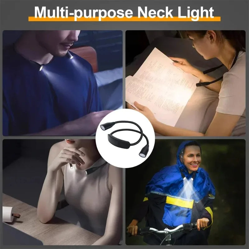 LED Neck Reading Light – 360° Flexible Arms, Battery Powered Neck Book Light Babs