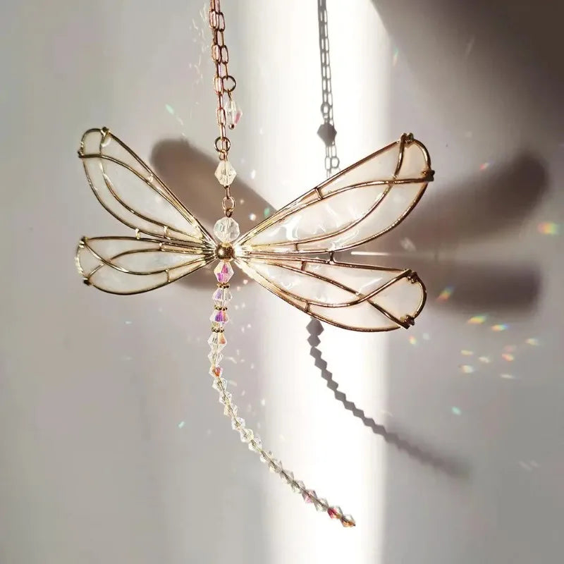 Crystal Dragonfly Wind Chime Sun Catcher – Garden & Window Decor Wind Chime Ornament Babs