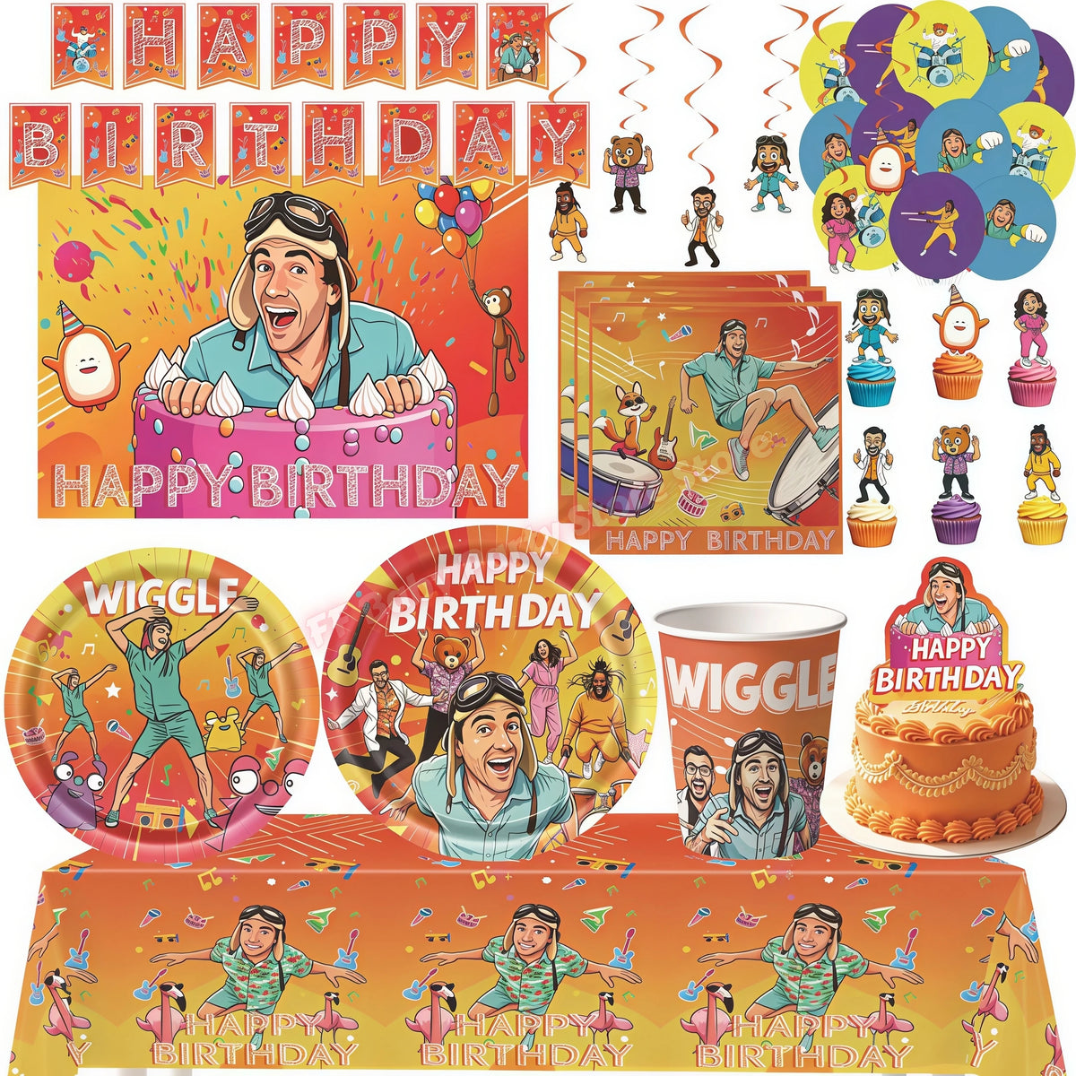 Danny's Go Birthday Party Supplies – Plates, Cups & Backdrop Party Decoration Set Babs