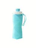 Food Grade Silicone Collapsible Water Bottle 600ml Foldable Collapsible Water Bottle Babs blue 1pc