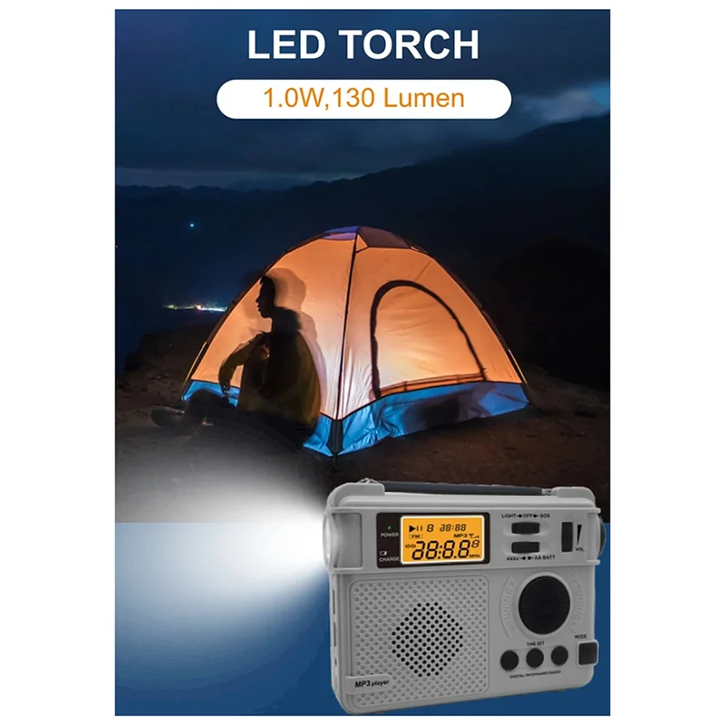 Hand Crank Emergency FM Radio – Bluetooth, Flashlight & Power Bank Emergency Radio Babs