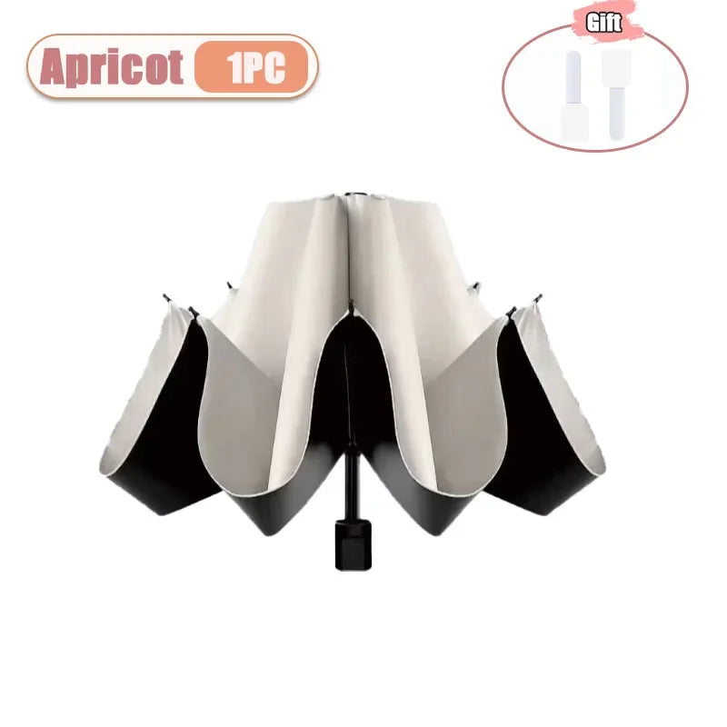 Manual Folding UV Umbrella – Large Double Layer, 1-4 PCS Folding UV Umbrella Babs metal-fiber composite 8K Apricot-1PC