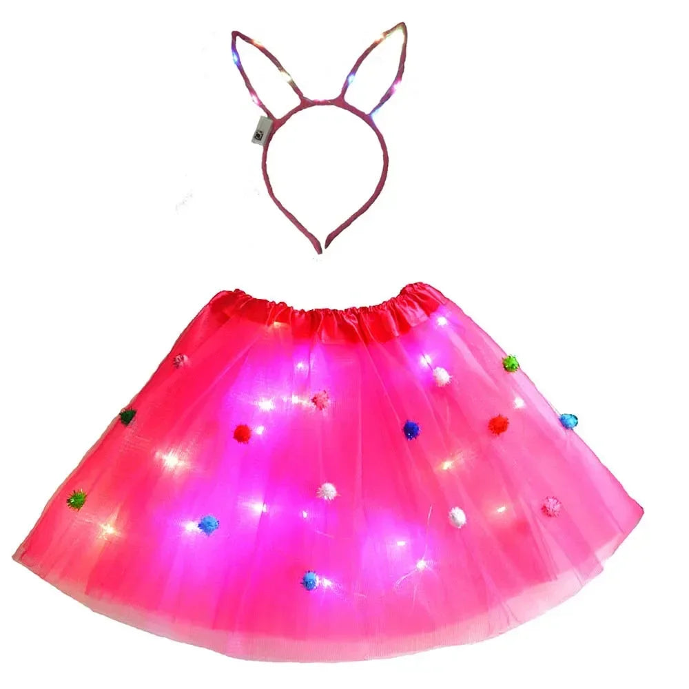 LED Light-Up Princess Tutu Skirt & Bunny Headband Set LED Costume Set Babs 7 for 2-8 years girls