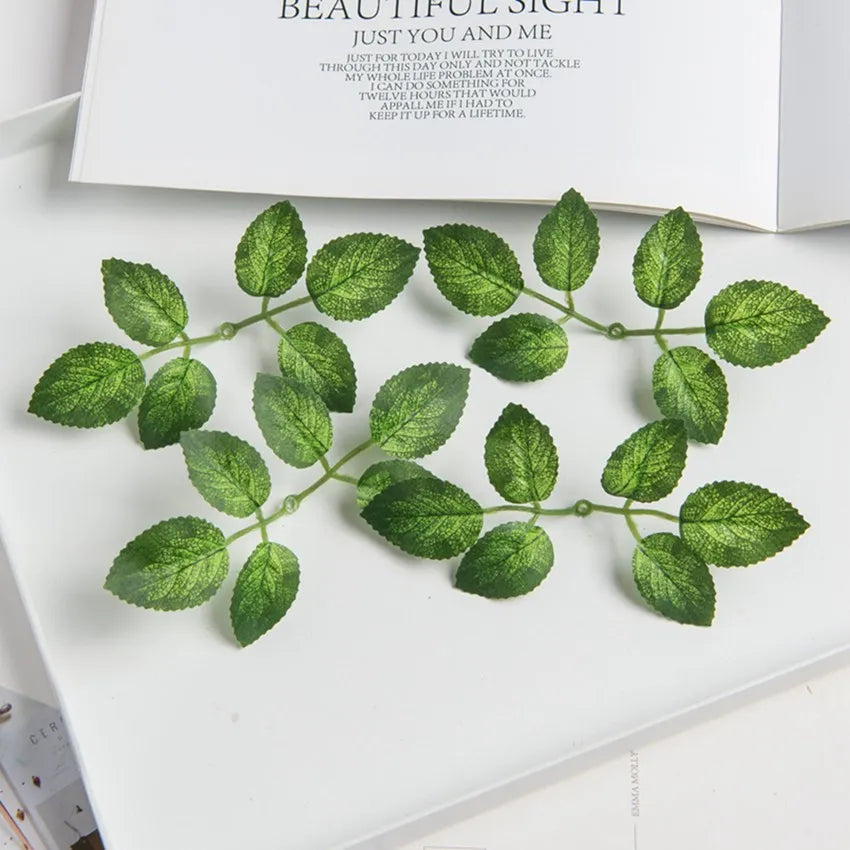 20pcs Silk Rose Leaves Artificial Greenery for Wedding & Home Decor Artificial Silk Leaves Babs
