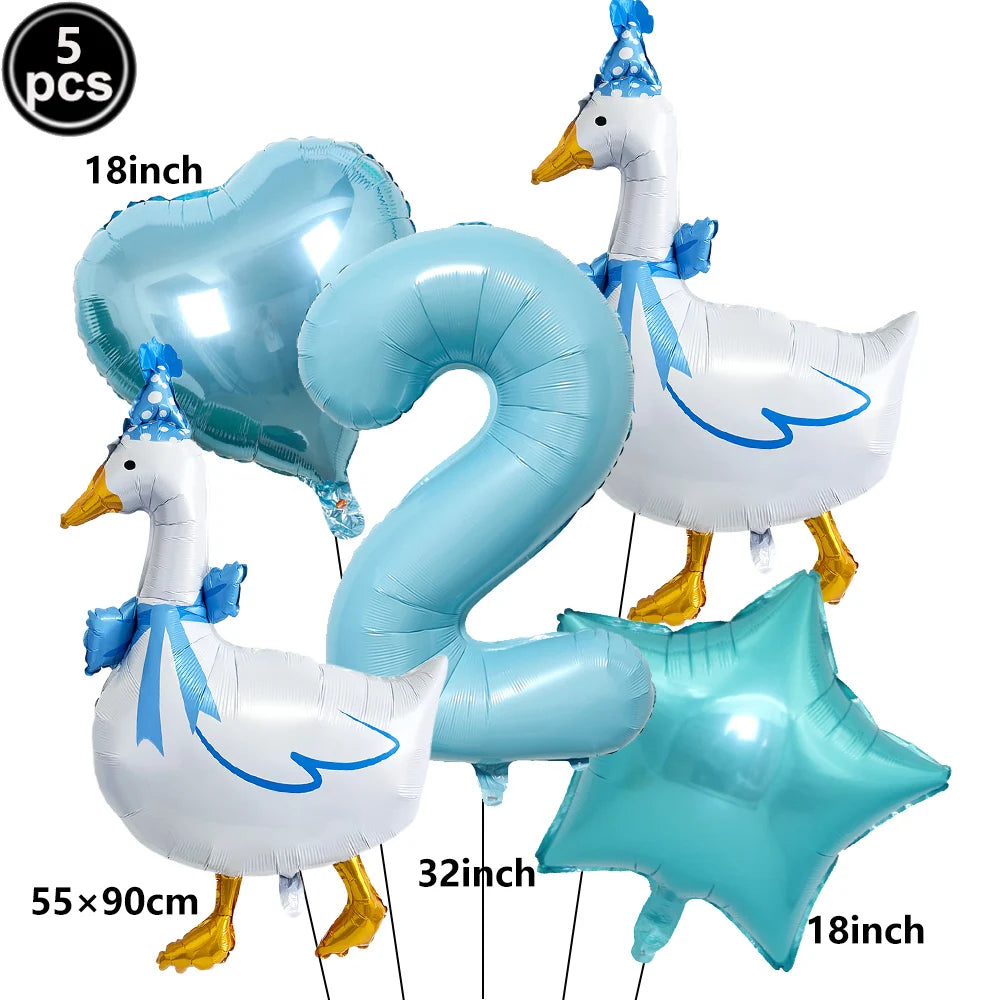 Goose 1st Birthday Foil Balloon Set – Farm Animal Party Decor Birthday Foil Balloon Set Babs Fluorescence Yellow As pictures show