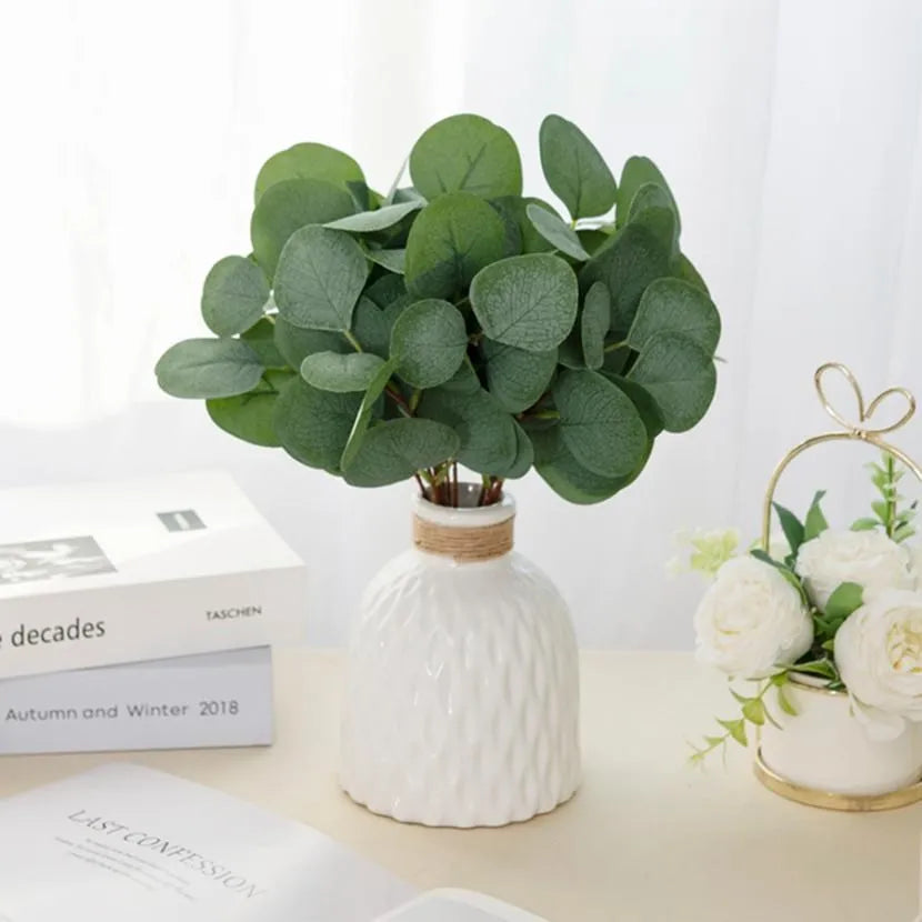 10/20PCS Artificial Silk Eucalyptus Leaves – Wedding & Home Decor Artificial Floral Stems Babs