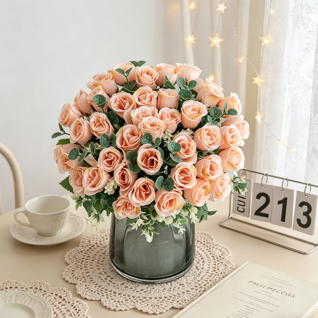 Silk Artificial Flower Bouquet – 10-Head Wedding & Home Decor Artificial Flower Bouquet Babs