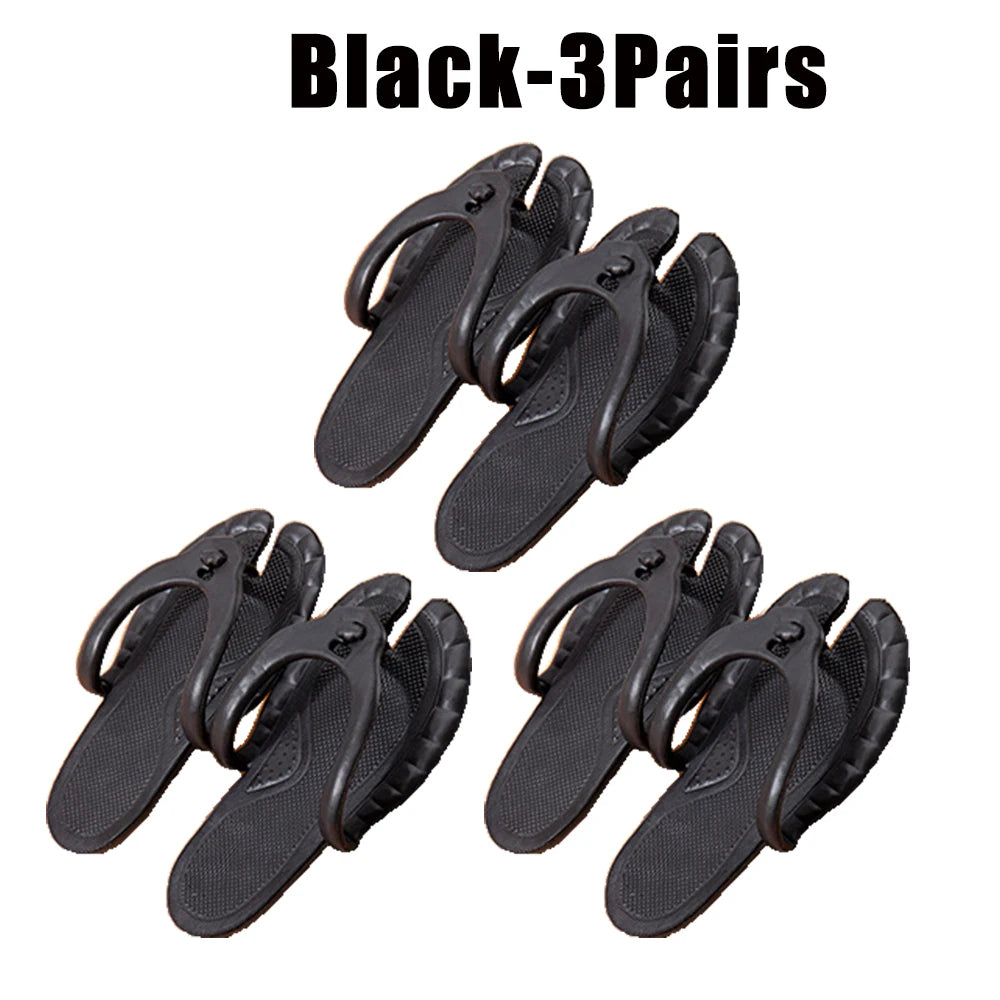 Foldable Travel Slippers Unisex Lightweight Anti-Slip Sandals Foldable Travel Slippers Babs Black-3Pairs 44-45