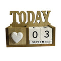 Heart-Shaped Wooden Pen Holder & Calendar Desk Ornament Wooden Desk Ornament Babs Wood color.