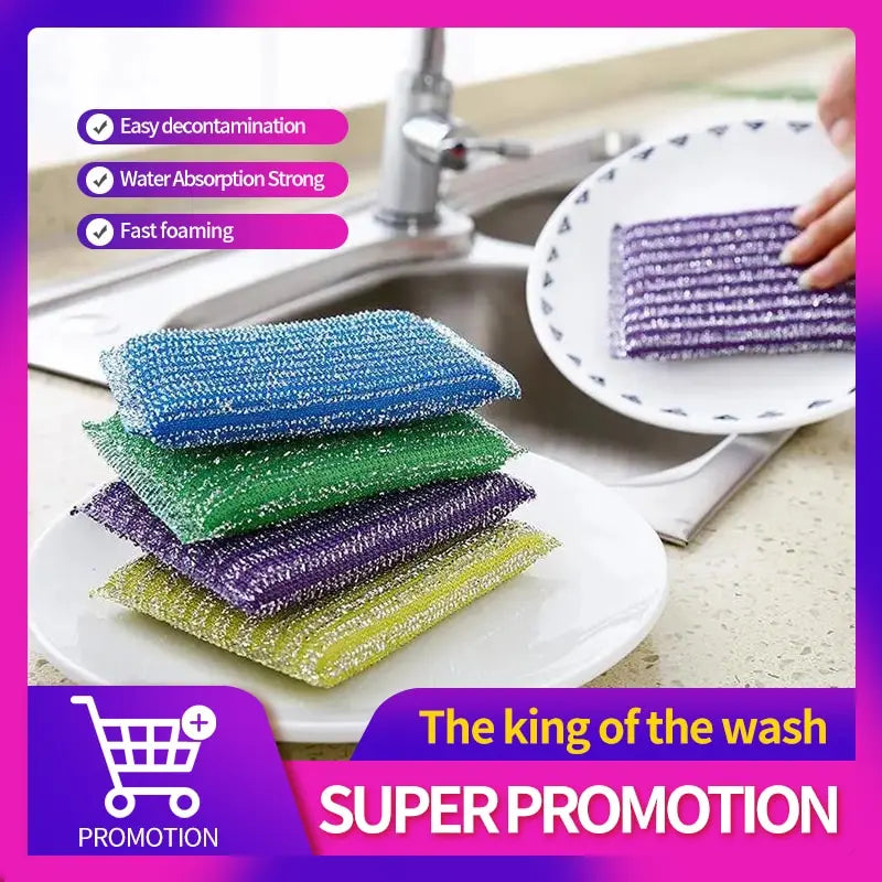 Kitchen Scrub Sponges – Dual-Sided Metal Wire Scouring Pads 8-Pack Kitchen Scrub Sponges Babs