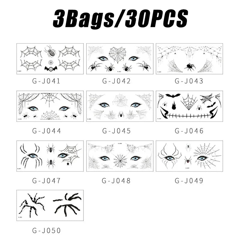Halloween Spider Web Temporary Tattoo Stickers – Waterproof Temporary Tattoo Stickers Babs 3 Bags