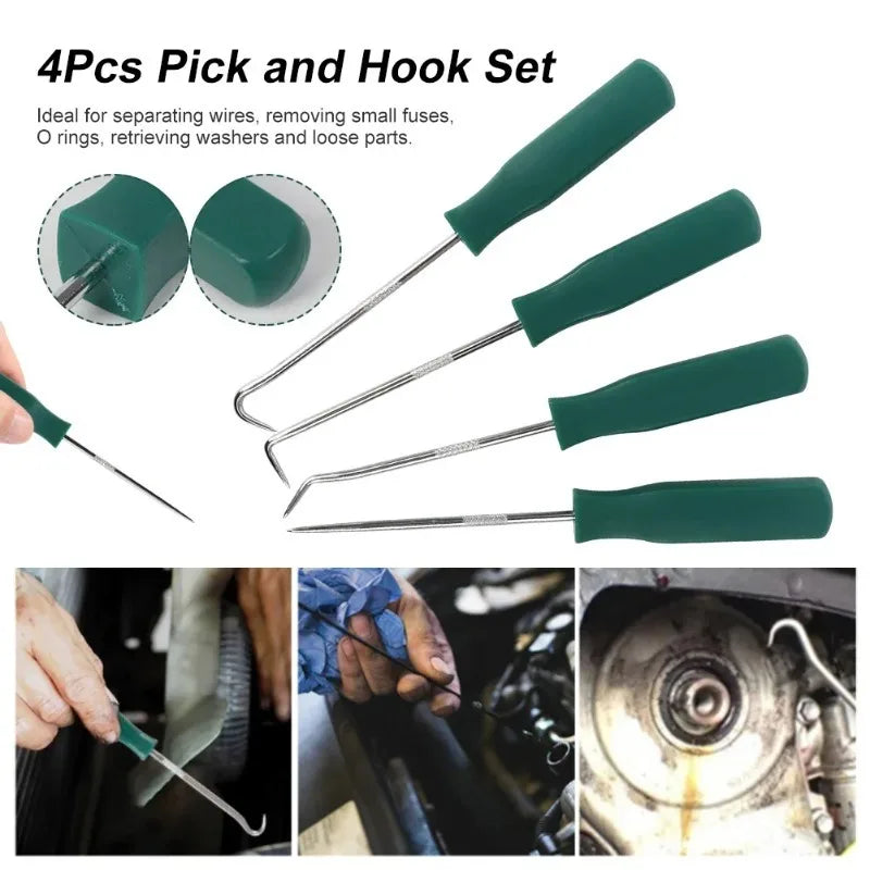 4-Piece Pick & Hook Tool Set – O-Ring, Seal & Gasket Remover Pick & Hook Set Babs