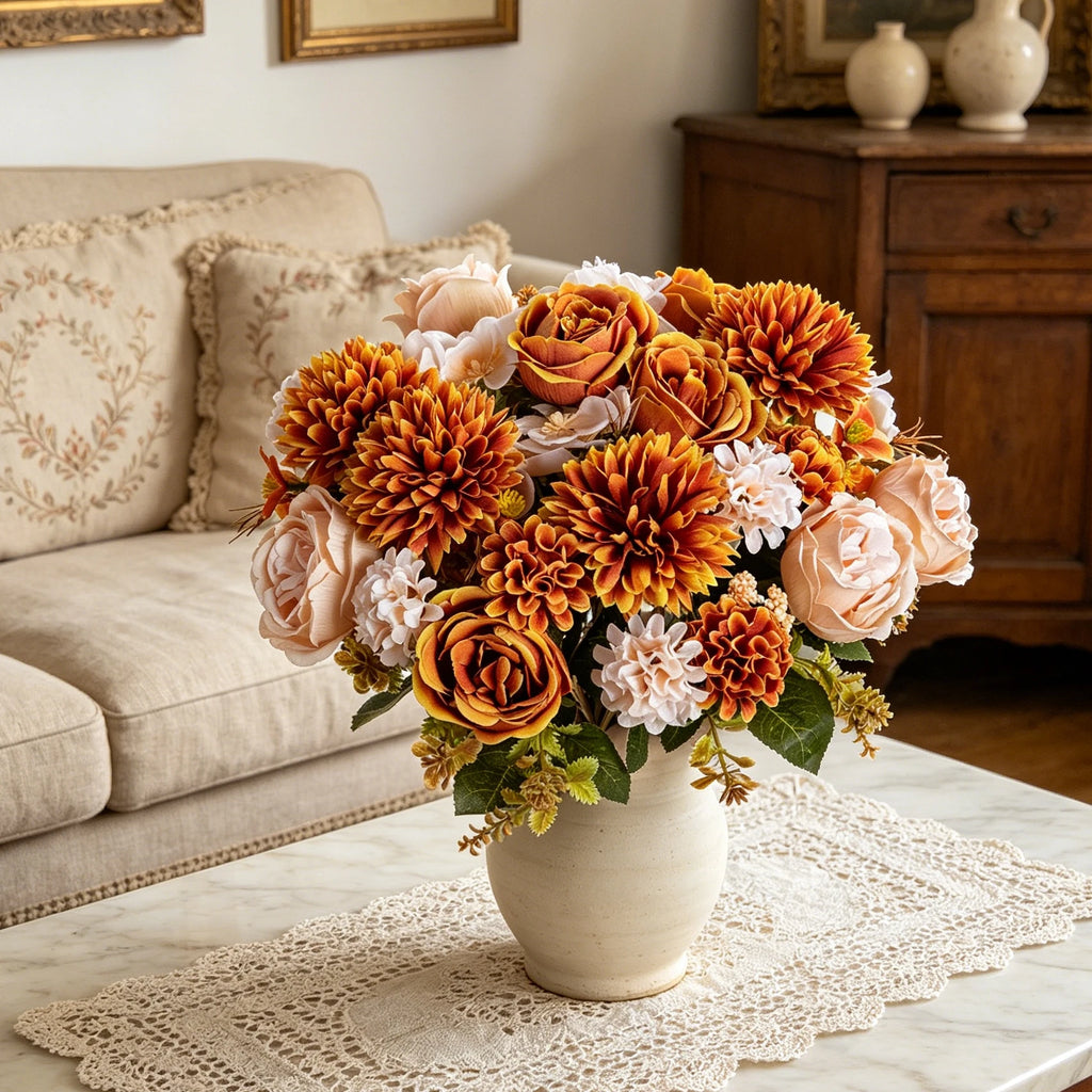 Silk Peony & Chrysanthemum Artificial Flowers for Weddings & Home Artificial Silk Flowers Babs