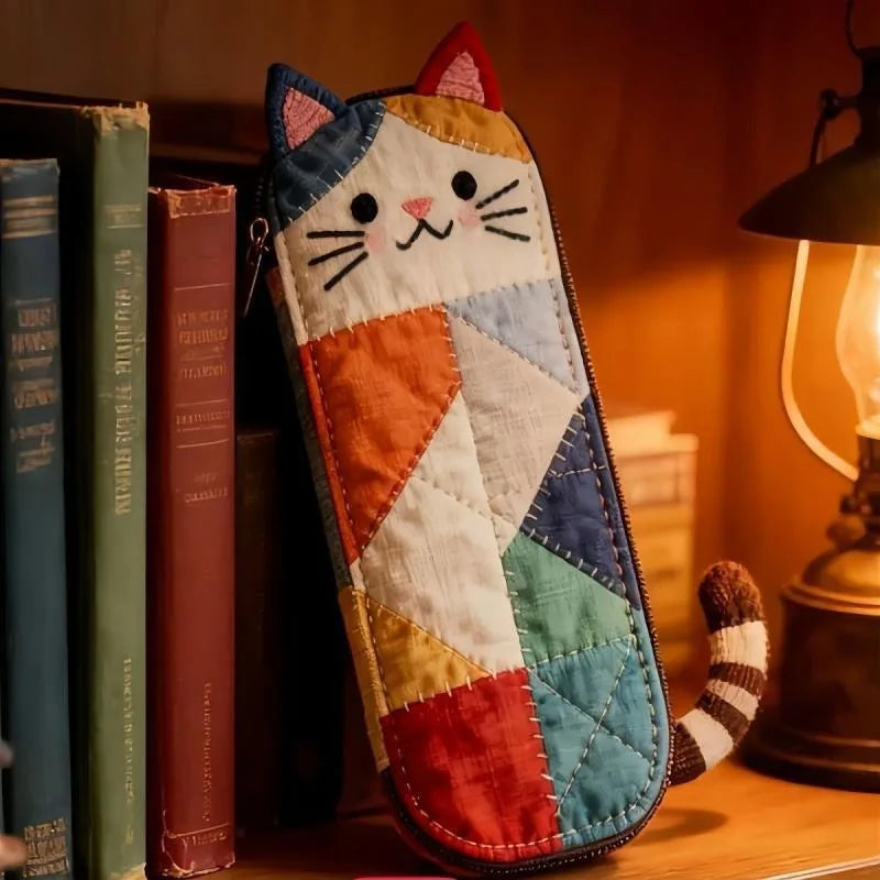 Cute 3D Cat Ear Pencil Case – Cartoon Patchwork Stationery Pouch Pencil Case Babs