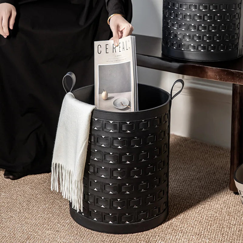 Leather Laundry Basket – Large Portable Home Storage Bin Laundry Storage Basket Babs