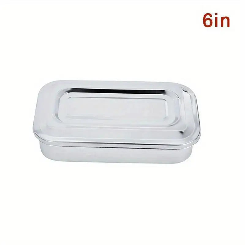 Stainless Steel Rectangular Storage Tray with Lid | 1pc Storage Tray with Lid Babs 6in
