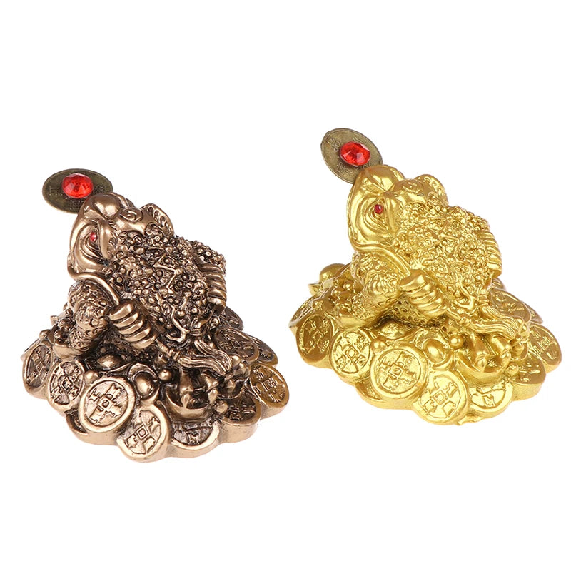 Feng Shui Money Toad Golden Lucky Frog Coin Ornament Decorative Figurine Babs