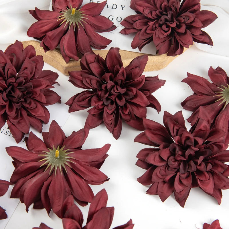 Silk Rose Dahlia Flower Heads for Wedding & DIY Decor Artificial Silk Flowers Babs color 5 15 pcs