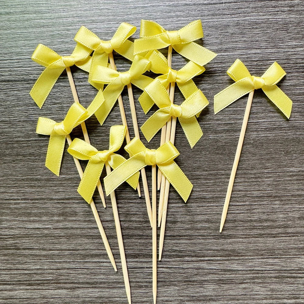 Pink Bow Cake Toppers – Birthday, Wedding & Baby Shower Cake Topper Babs Yellow B 10pcs