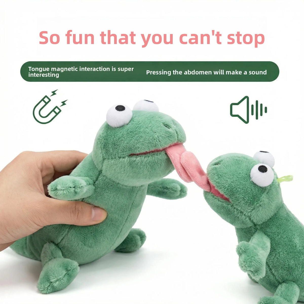 Sound-Making Lizard Plush Keychain – Magnetic Tongue Toy Gift Plush Keychain Toy Babs