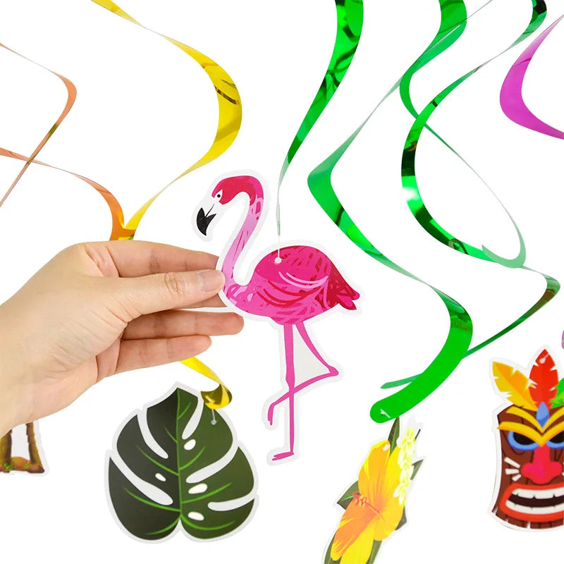 10Pcs Flamingo Hawaiian Hanging Swirl Party Decorations Party Hanging Decorations Babs