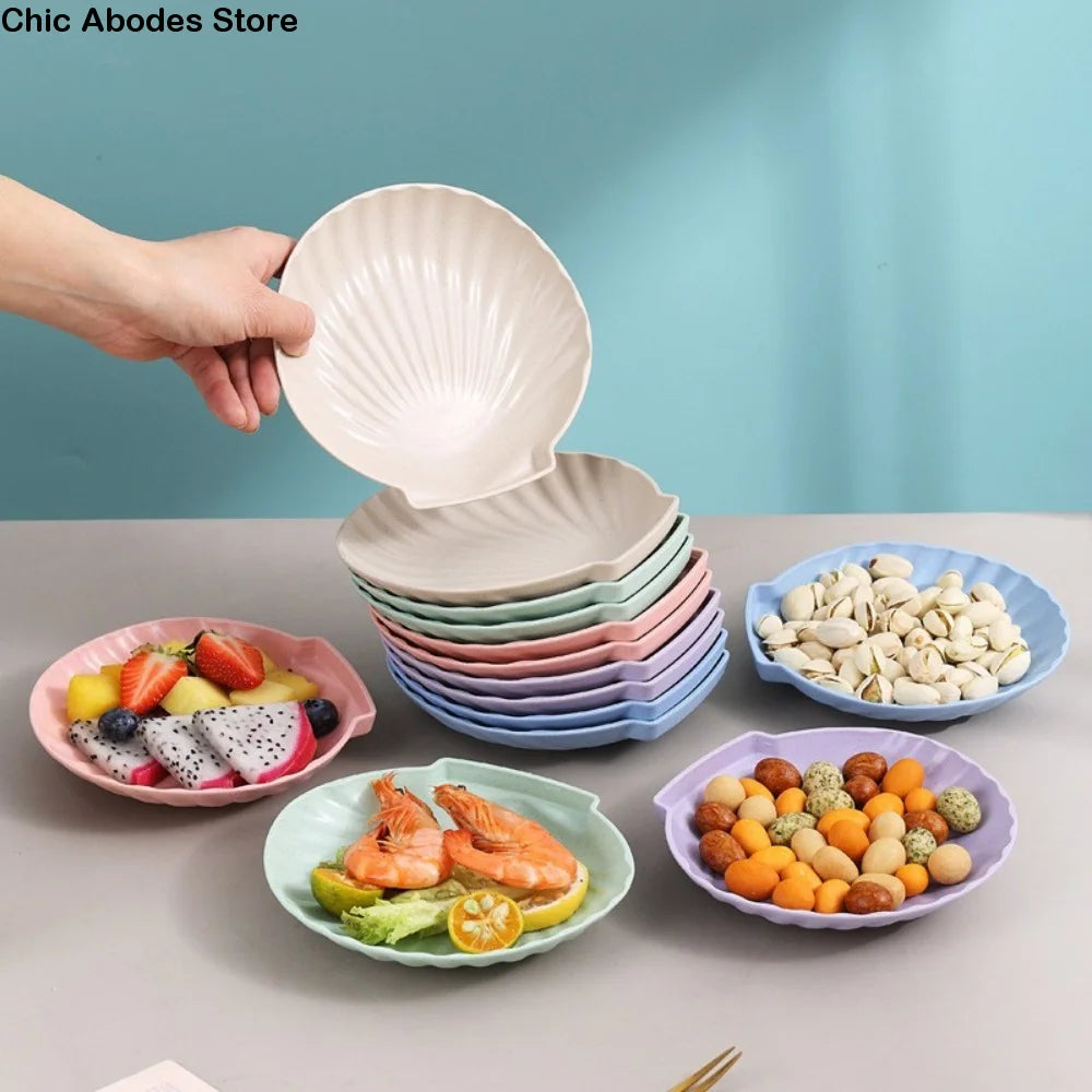10PCS Nordic Shell-Shaped Plates Set with Storage Base | Microwave Safe Serving Plate Set Babs