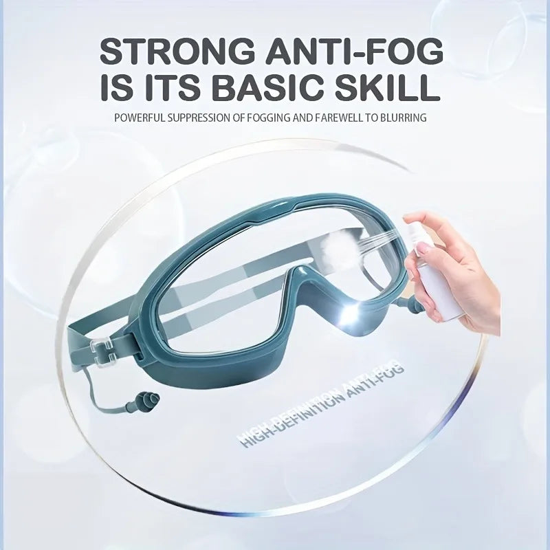 Wide View Anti-Fog Swim Goggles with Ear Plugs – Adults Swim Goggles Babs