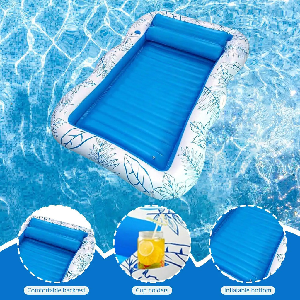 Inflatable Tropical Pool Float Raft with Headrest & Cup Holder Inflatable Pool Float Babs