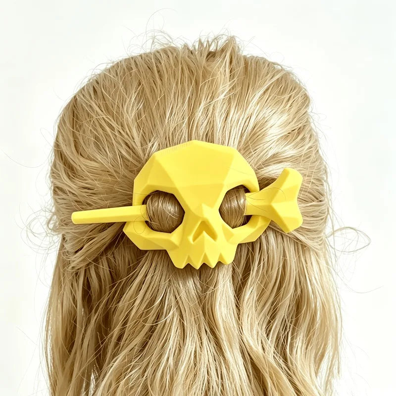 Geometric Skull Hair Stick & Barrette – Gothic Punk Accessory Gothic Hair Accessory Babs