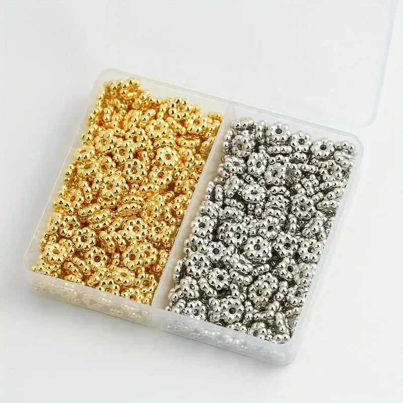 400Pcs 6MM Snowflake Spacer Beads – DIY Jewelry Making Jewelry Making Beads Babs 400Pcs