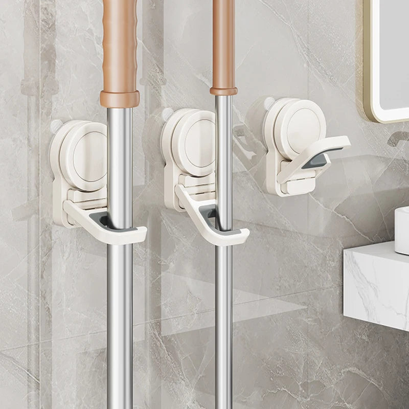 Suction Cup Mop & Broom Holder Wall Mount Rack Organizer Wall Mount Organizer Babs